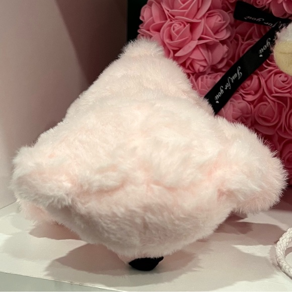 Teddy Bear Soft Fluffy Plush Pink w/ Ribbon Neck Tie - Picture 5 of 7